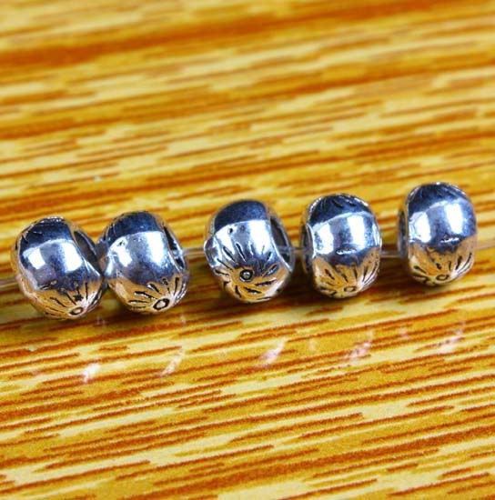 F8494*60Pcs Tibetan Silver Carved Spacer Beads 3mm Hole  