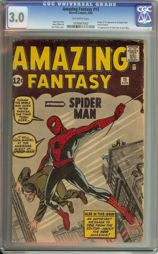 AMAZING FANTASY #15 CGC 3.0 OW PAGES FIRST APPEARANCE OF SPIDER MAN 