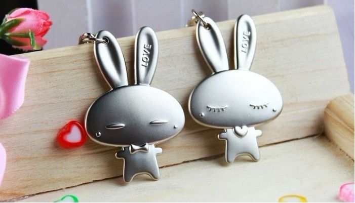 Cute Rabbit Lovers Couple Pair Key Chain KeyChain Ring For Gift  