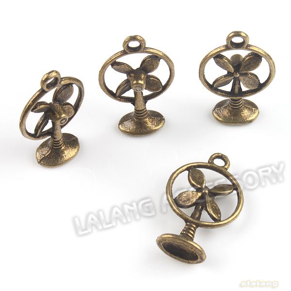 50x Antique Bronze Charms Electric Fan Pendants 140445  