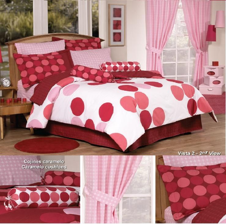 NW Sphere Red Pink Comforter Sheets Bedding Set Twin 8p  