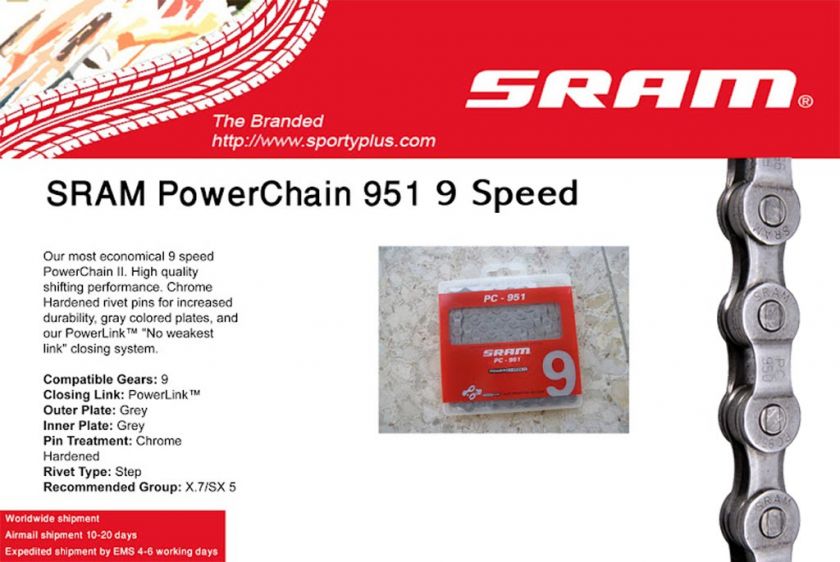 Sram Power Chain PowerChain 951 9 Speed Mountain Bicycle Bike 