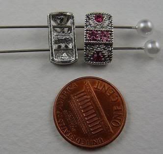Hole Beads #11 Marcasite Tablets Made w/ Rose Pink Swarovski Crystal 