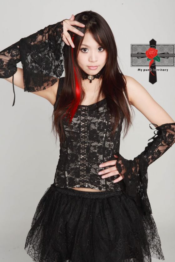 Japan Gothic Lolita ROSE Glimmer NOIR Visual Kei Corset  