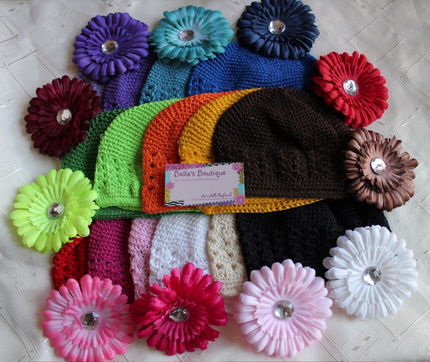 UPICK Lot 6 3 Kufi Caps & 3 Daisy Flower Hair Clips for Boutique Bows 