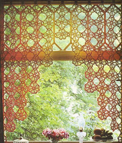 Vintage Crochet Pattern Extract Striking Cafe Curtain  