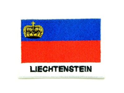 LIECHTENSTEIN FLAG CROWN IRON ON PATCH EMBROIDERED I196  