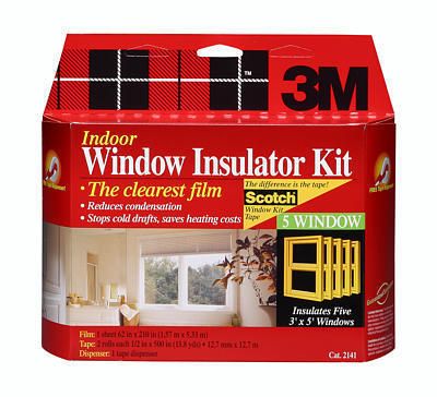 3M 2141W Indoor 5 Window Insulator Kit Draft eliminator winterizer 