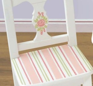 Girls Wood Pink & White Hand Painted ROSES Chair Set  