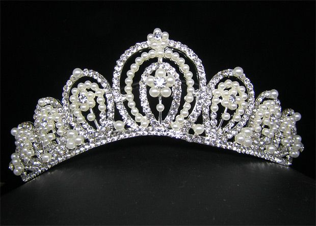 Wedding/Bridal crystal veil tiara crown headband CR220  