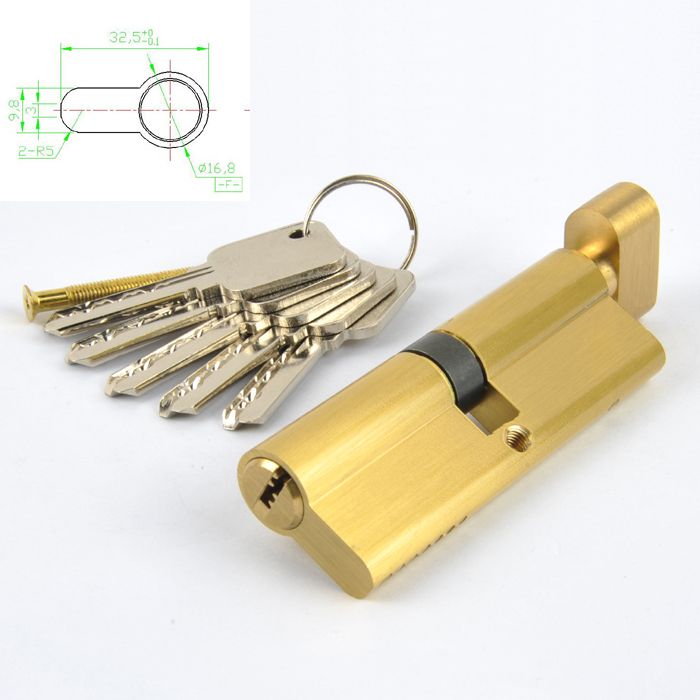 7PINS BRASS EURO PROFILE CYLINDER/THUMBTURN LOCK 90mm(45/45) SATIN 