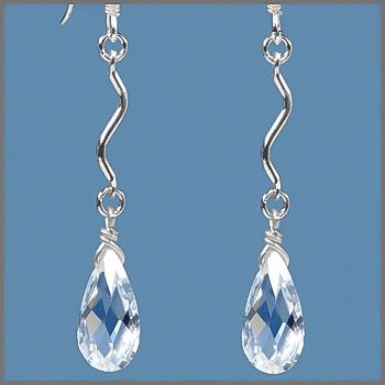 925 Sterling Silver Dangle Drop Earrings w/CZ Clear White #65237 