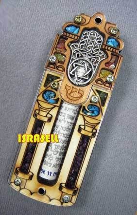 MEZUZAH + Star of David + Hamsa Hand + Shema Scroll  