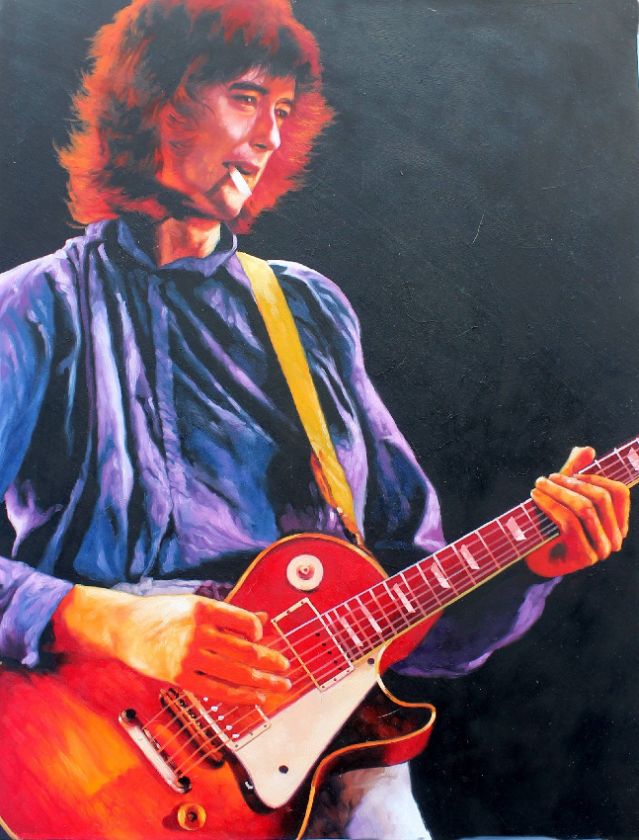   ORIGINAL art oil painting Masonite Jimmy Page Led Zeppelin  