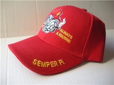 Bull Dog Marine Corps Red Cap Hat  