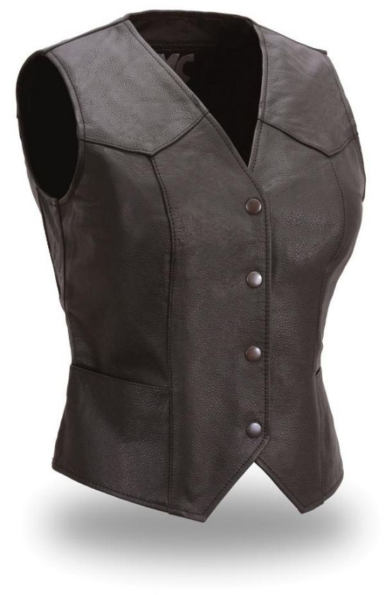 HOUSE OF HARLEY WOMENS FITTED LEATHER VEST FML500CR NEW  
