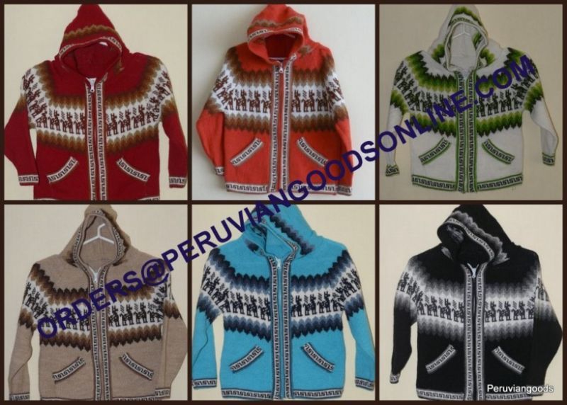 New Alpaca Sweater Jacket Hood for Kids ~ Multi colored  