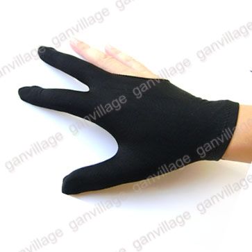 5x Cue Billiard Pool Shooters 3 Fingers Gloves Black 5  