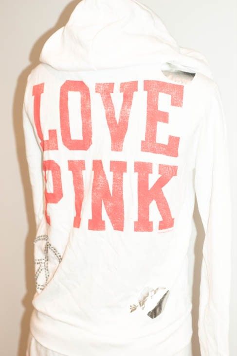 NWT Victorias Secret LOVE PINK Rhinestone Bling Hearts Peace Sign 